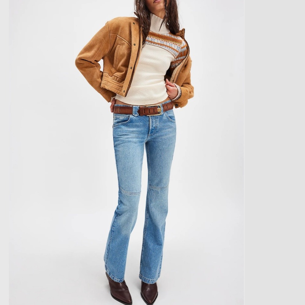 Free People NWT We The Free Flora Low Rise Bootcut Jeans Medium Wash Denim 27